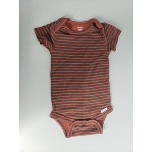Gerber Onesies Baby 3-6 Months Striped Short Sleeve Bodysuit Rust Brown Cotton